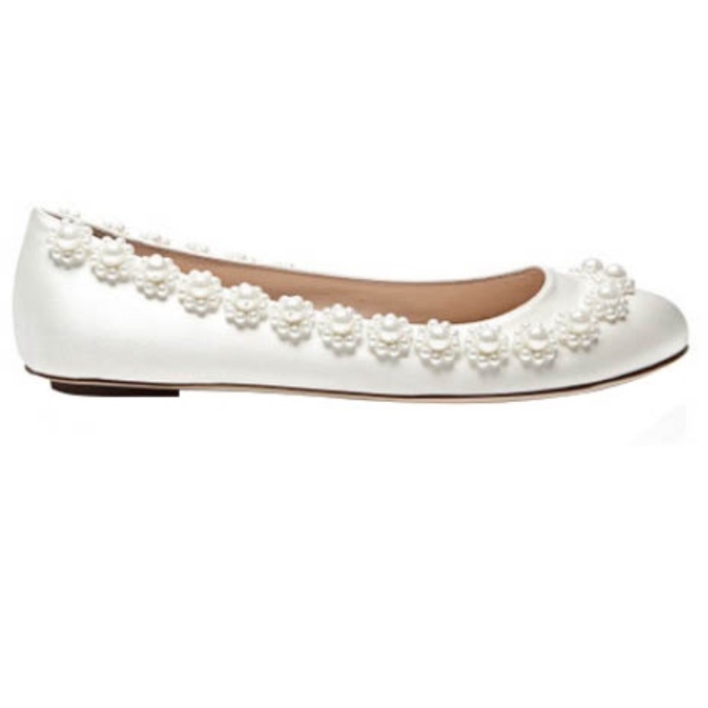 Simone Rocha Off-White Cream Faux Pearl Embellished Flats Made In Italy Size 40